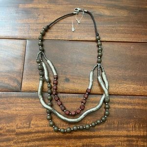 Wooden & Metallic Beads Necklace